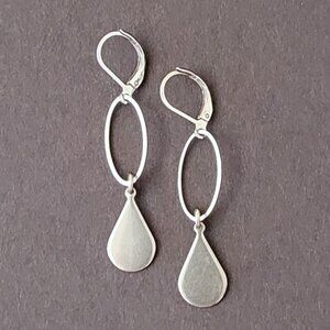 TEARDROP Oval Stainless Steel Lever Back Earrings Minimalist